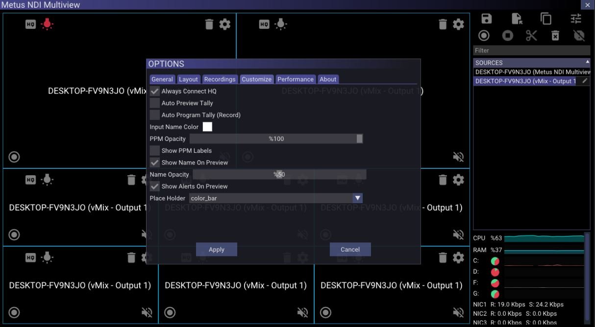 Metus NDI Multiview